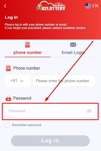 enter your registered password